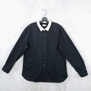 House of St. Clair Shirt Mens XXL Black Herringbone Japanese Fabric Made in USA